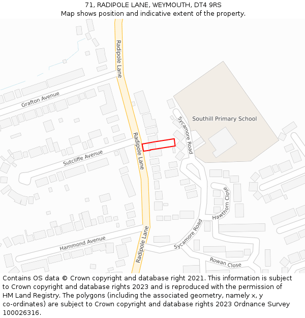 71, RADIPOLE LANE, WEYMOUTH, DT4 9RS: Location map and indicative extent of plot