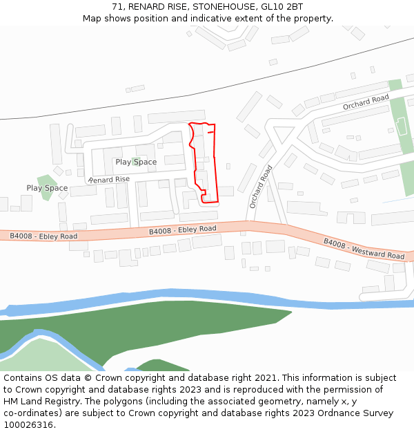 71, RENARD RISE, STONEHOUSE, GL10 2BT: Location map and indicative extent of plot