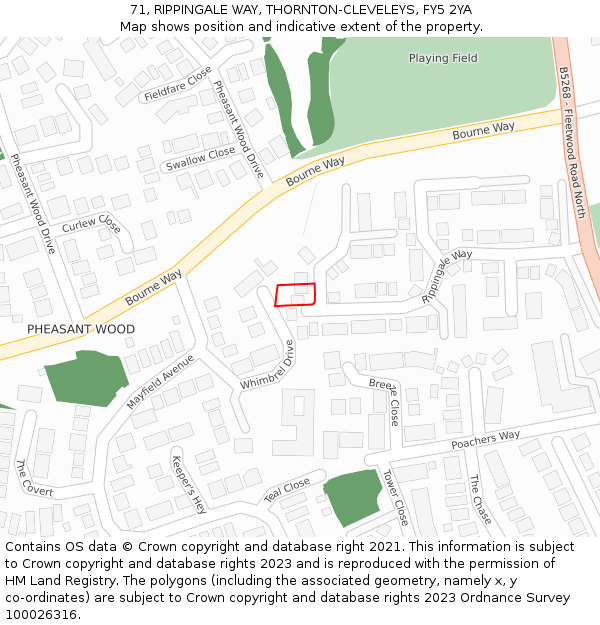 71, RIPPINGALE WAY, THORNTON-CLEVELEYS, FY5 2YA: Location map and indicative extent of plot