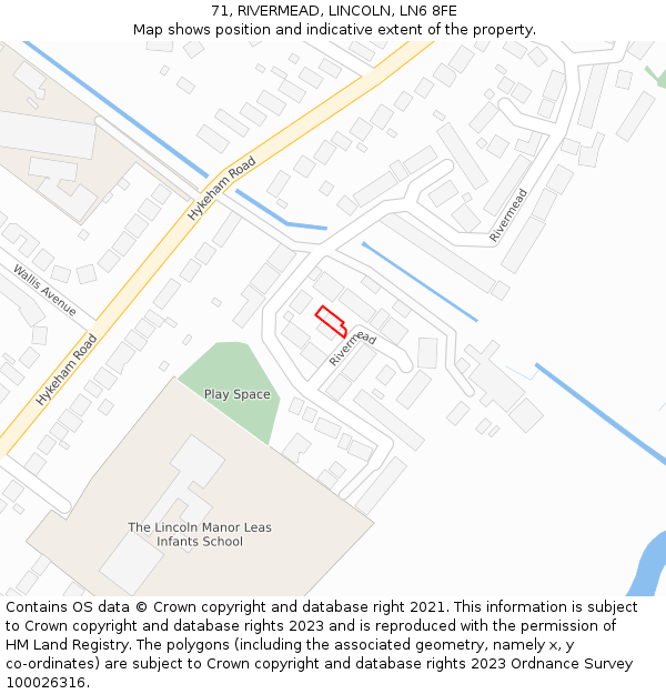 71, RIVERMEAD, LINCOLN, LN6 8FE: Location map and indicative extent of plot