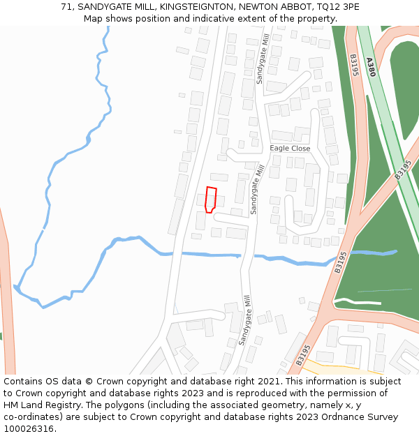 71, SANDYGATE MILL, KINGSTEIGNTON, NEWTON ABBOT, TQ12 3PE: Location map and indicative extent of plot