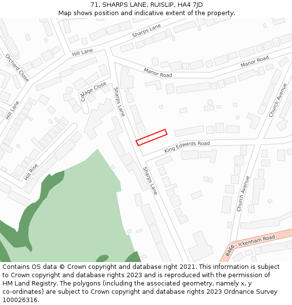 71, SHARPS LANE, RUISLIP, HA4 7JD: Location map and indicative extent of plot