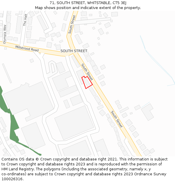 71, SOUTH STREET, WHITSTABLE, CT5 3EJ: Location map and indicative extent of plot