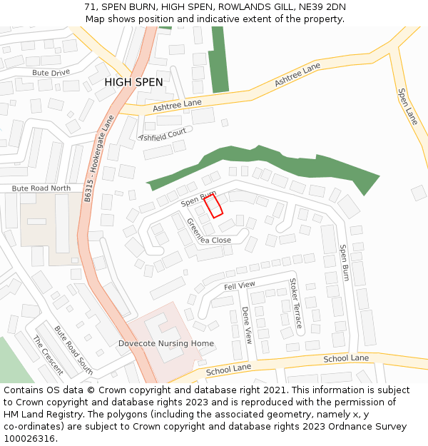 71, SPEN BURN, HIGH SPEN, ROWLANDS GILL, NE39 2DN: Location map and indicative extent of plot