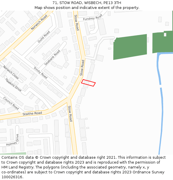 71, STOW ROAD, WISBECH, PE13 3TH: Location map and indicative extent of plot