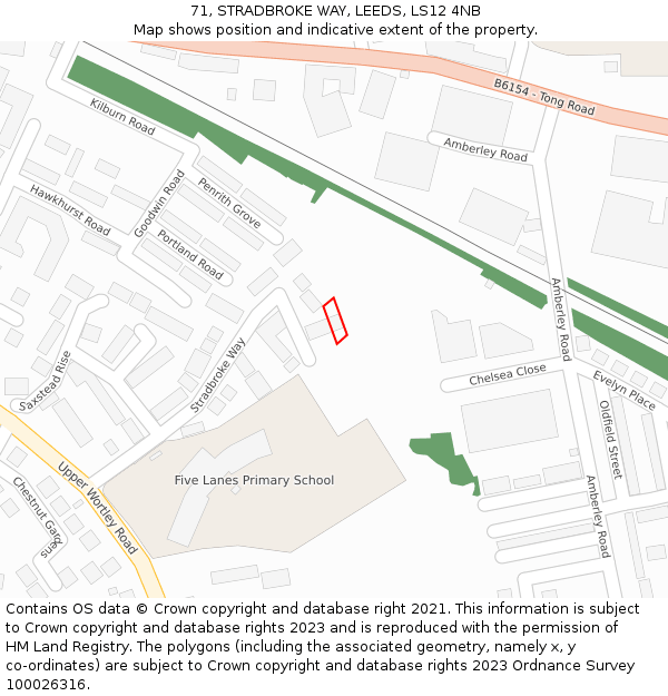 71, STRADBROKE WAY, LEEDS, LS12 4NB: Location map and indicative extent of plot