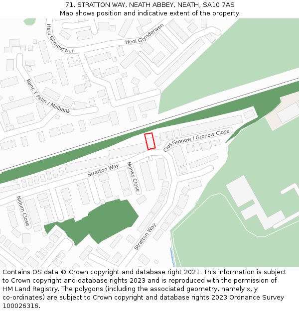 71, STRATTON WAY, NEATH ABBEY, NEATH, SA10 7AS: Location map and indicative extent of plot