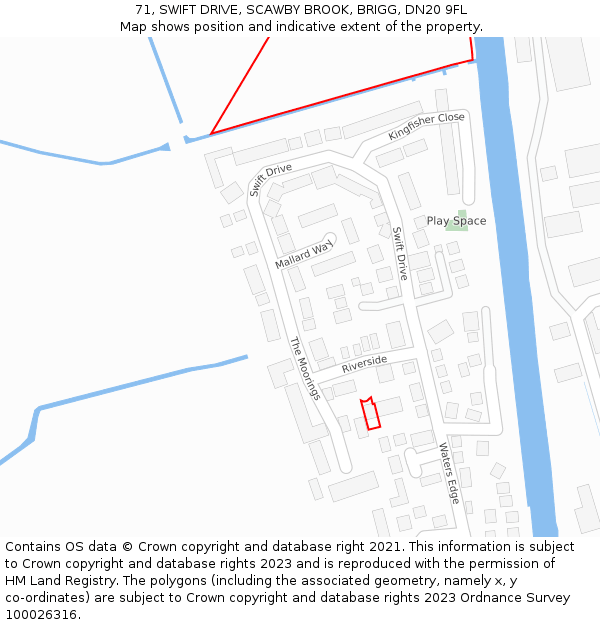 71, SWIFT DRIVE, SCAWBY BROOK, BRIGG, DN20 9FL: Location map and indicative extent of plot