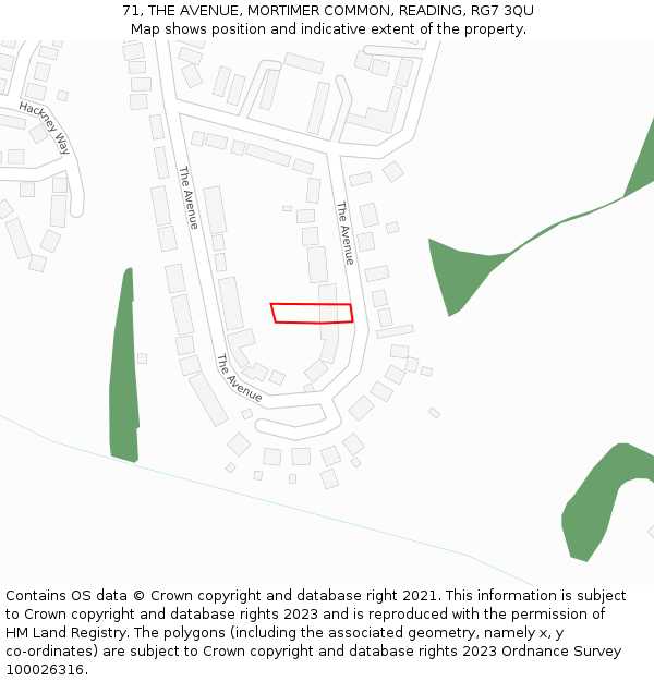 71, THE AVENUE, MORTIMER COMMON, READING, RG7 3QU: Location map and indicative extent of plot