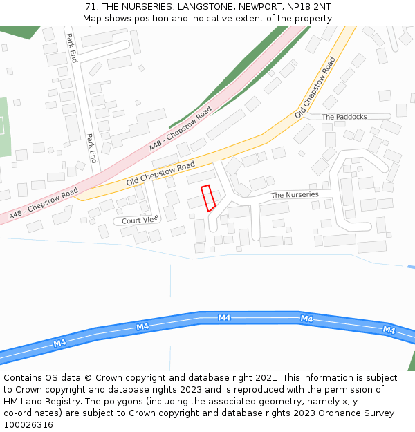 71, THE NURSERIES, LANGSTONE, NEWPORT, NP18 2NT: Location map and indicative extent of plot