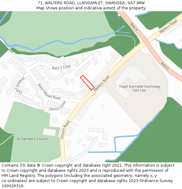 71, WALTERS ROAD, LLANSAMLET, SWANSEA, SA7 9RW: Location map and indicative extent of plot