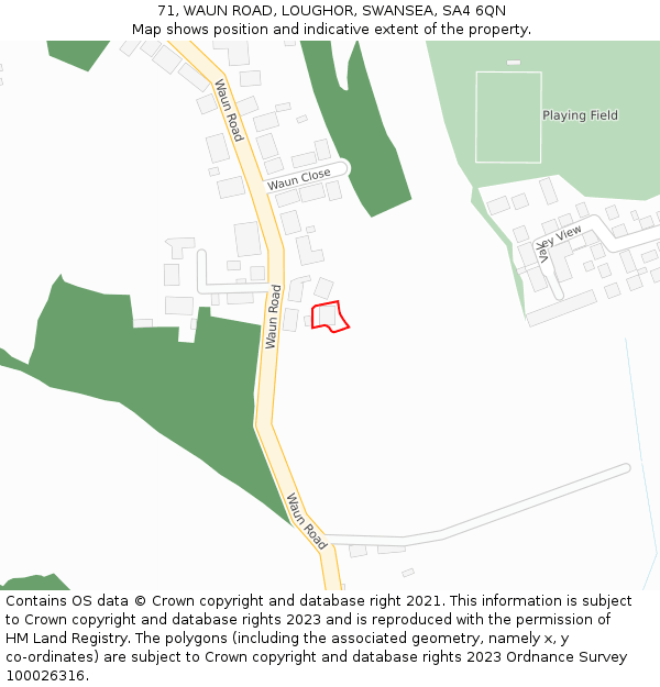 71, WAUN ROAD, LOUGHOR, SWANSEA, SA4 6QN: Location map and indicative extent of plot