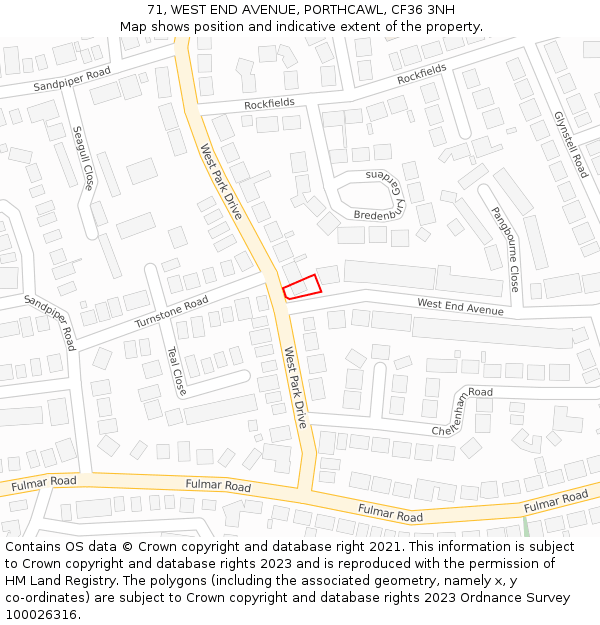 71, WEST END AVENUE, PORTHCAWL, CF36 3NH: Location map and indicative extent of plot
