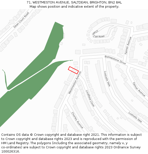 71, WESTMESTON AVENUE, SALTDEAN, BRIGHTON, BN2 8AL: Location map and indicative extent of plot
