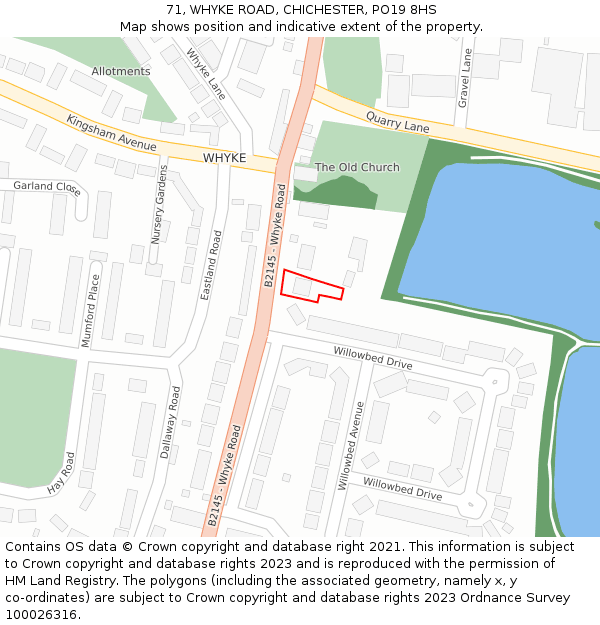 71, WHYKE ROAD, CHICHESTER, PO19 8HS: Location map and indicative extent of plot