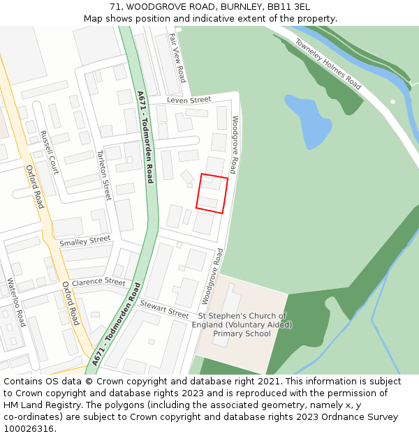 71, WOODGROVE ROAD, BURNLEY, BB11 3EL: Location map and indicative extent of plot