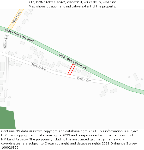 710, DONCASTER ROAD, CROFTON, WAKEFIELD, WF4 1PX: Location map and indicative extent of plot