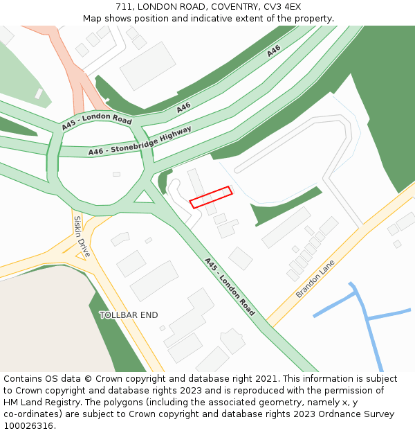 711, LONDON ROAD, COVENTRY, CV3 4EX: Location map and indicative extent of plot