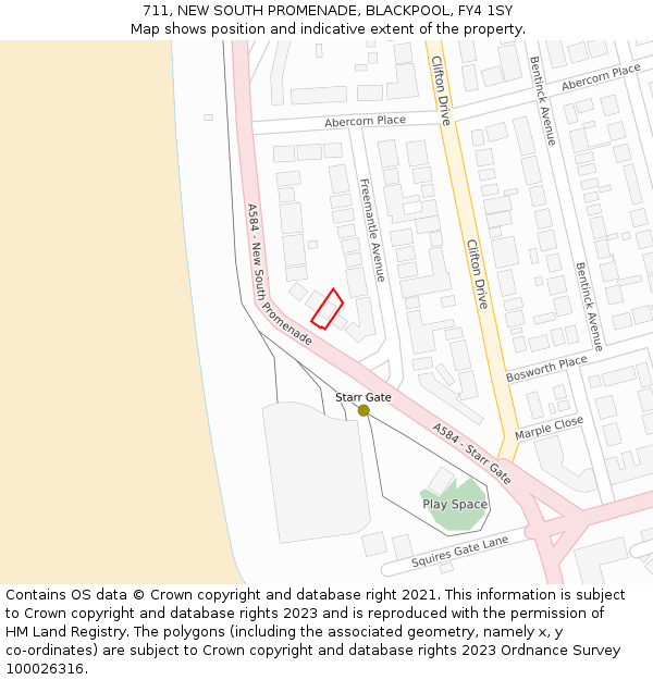 711, NEW SOUTH PROMENADE, BLACKPOOL, FY4 1SY: Location map and indicative extent of plot