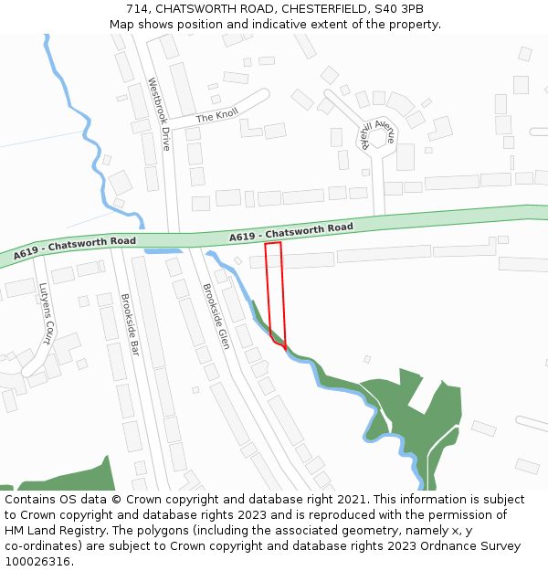 714, CHATSWORTH ROAD, CHESTERFIELD, S40 3PB: Location map and indicative extent of plot