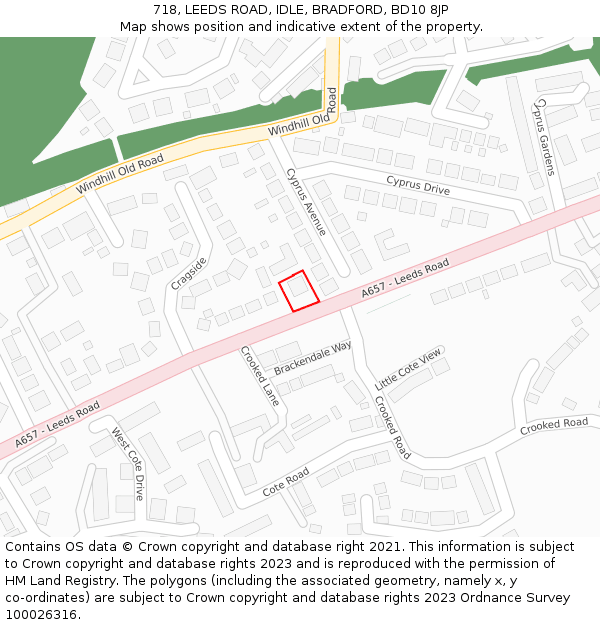 718, LEEDS ROAD, IDLE, BRADFORD, BD10 8JP: Location map and indicative extent of plot