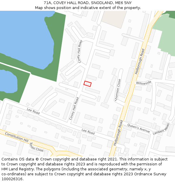 71A, COVEY HALL ROAD, SNODLAND, ME6 5NY: Location map and indicative extent of plot