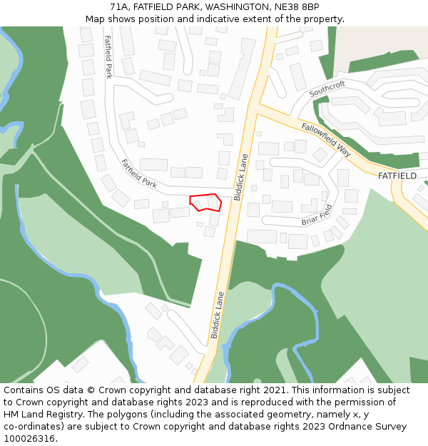 71A, FATFIELD PARK, WASHINGTON, NE38 8BP: Location map and indicative extent of plot