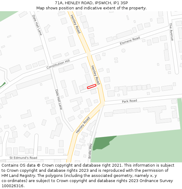 71A, HENLEY ROAD, IPSWICH, IP1 3SP: Location map and indicative extent of plot