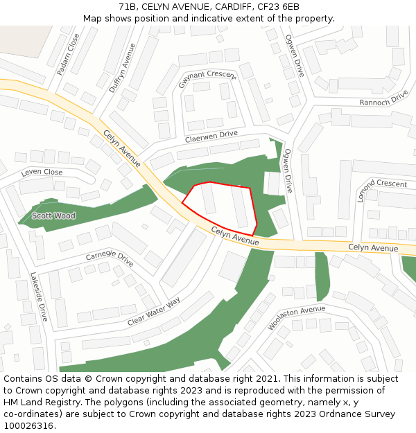 71B, CELYN AVENUE, CARDIFF, CF23 6EB: Location map and indicative extent of plot