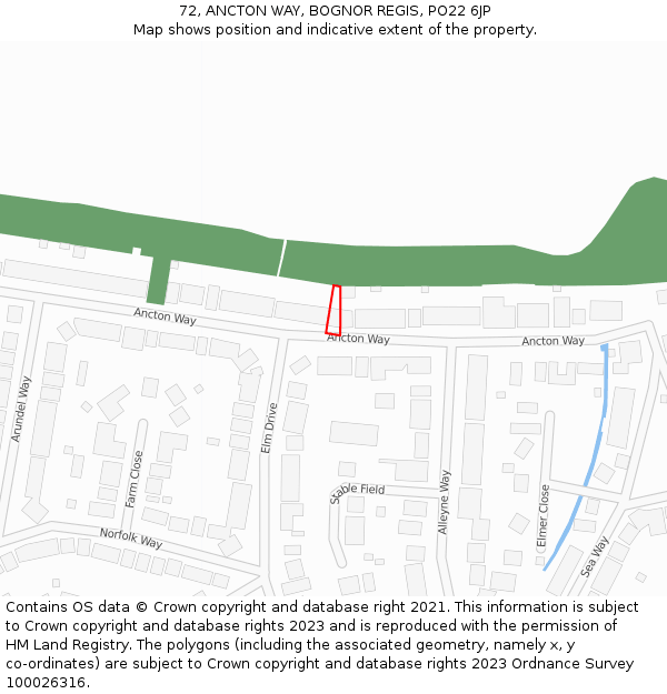 72, ANCTON WAY, BOGNOR REGIS, PO22 6JP: Location map and indicative extent of plot