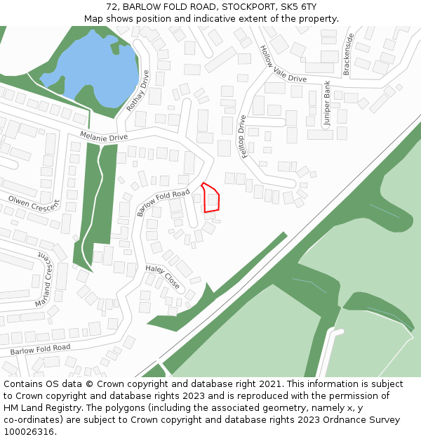 72, BARLOW FOLD ROAD, STOCKPORT, SK5 6TY: Location map and indicative extent of plot