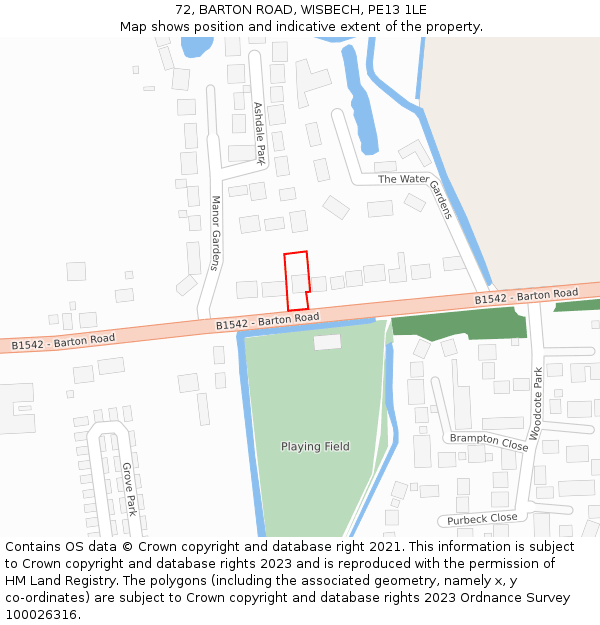 72, BARTON ROAD, WISBECH, PE13 1LE: Location map and indicative extent of plot