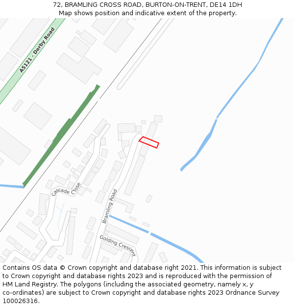 72, BRAMLING CROSS ROAD, BURTON-ON-TRENT, DE14 1DH: Location map and indicative extent of plot