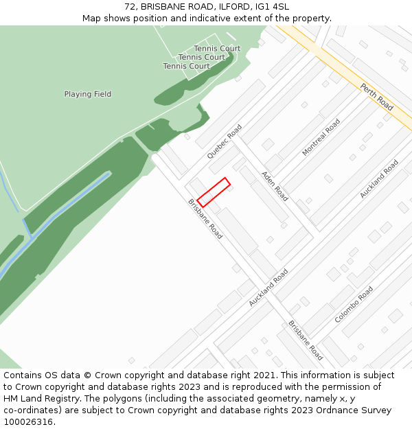 72, BRISBANE ROAD, ILFORD, IG1 4SL: Location map and indicative extent of plot