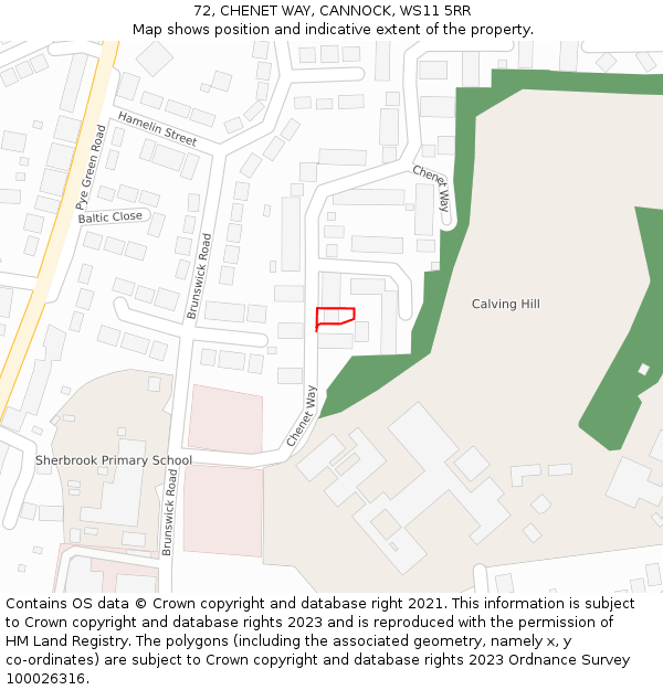 72, CHENET WAY, CANNOCK, WS11 5RR: Location map and indicative extent of plot