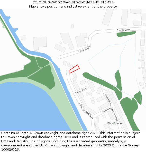 72, CLOUGHWOOD WAY, STOKE-ON-TRENT, ST6 4SB: Location map and indicative extent of plot