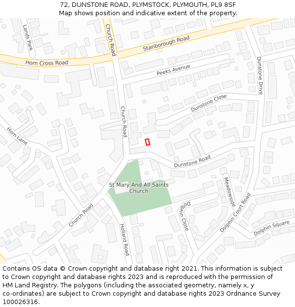 72, DUNSTONE ROAD, PLYMSTOCK, PLYMOUTH, PL9 8SF: Location map and indicative extent of plot