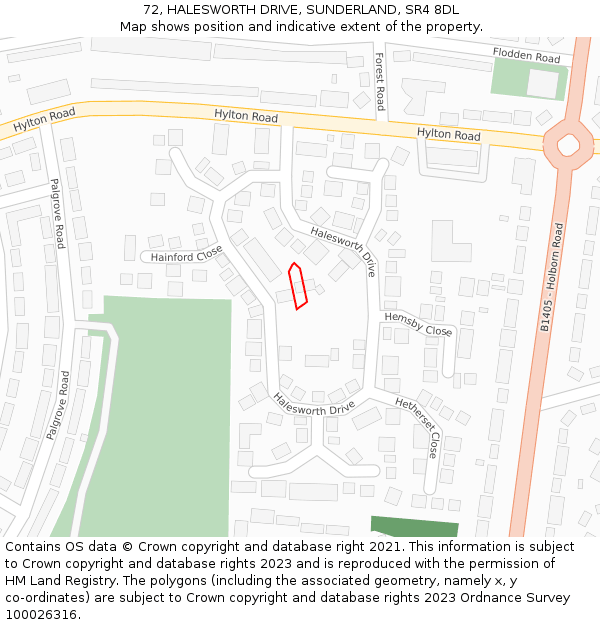 72, HALESWORTH DRIVE, SUNDERLAND, SR4 8DL: Location map and indicative extent of plot