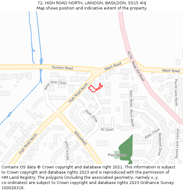 72, HIGH ROAD NORTH, LAINDON, BASILDON, SS15 4HJ: Location map and indicative extent of plot