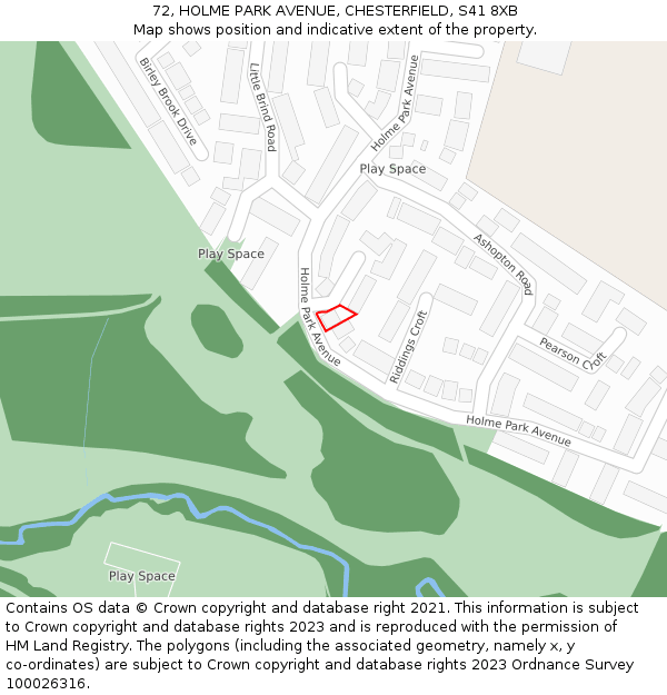 72, HOLME PARK AVENUE, CHESTERFIELD, S41 8XB: Location map and indicative extent of plot