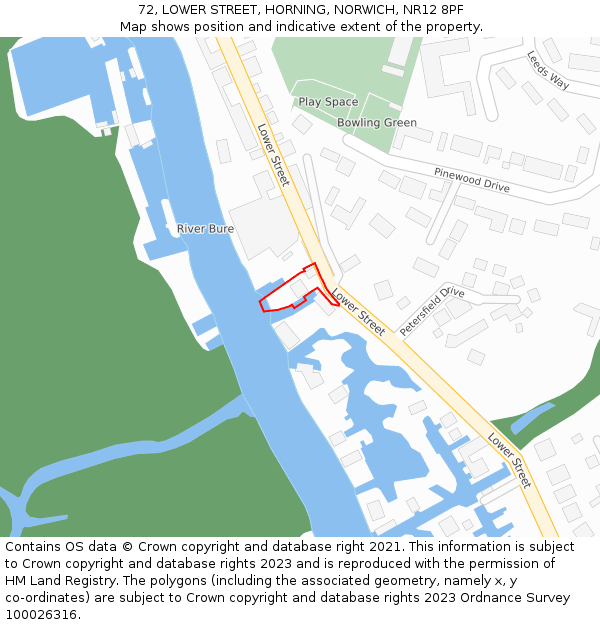 72, LOWER STREET, HORNING, NORWICH, NR12 8PF: Location map and indicative extent of plot