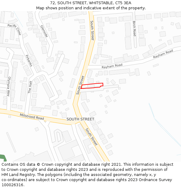 72, SOUTH STREET, WHITSTABLE, CT5 3EA: Location map and indicative extent of plot