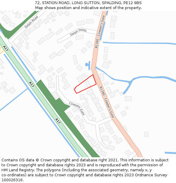 72, STATION ROAD, LONG SUTTON, SPALDING, PE12 9BS: Location map and indicative extent of plot