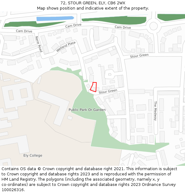 72, STOUR GREEN, ELY, CB6 2WX: Location map and indicative extent of plot
