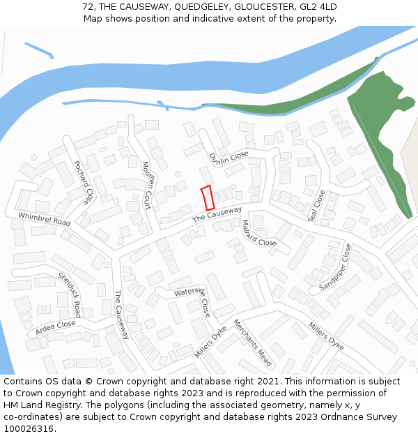 72, THE CAUSEWAY, QUEDGELEY, GLOUCESTER, GL2 4LD: Location map and indicative extent of plot