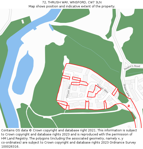 72, THRUSH WAY, WINSFORD, CW7 3LN: Location map and indicative extent of plot