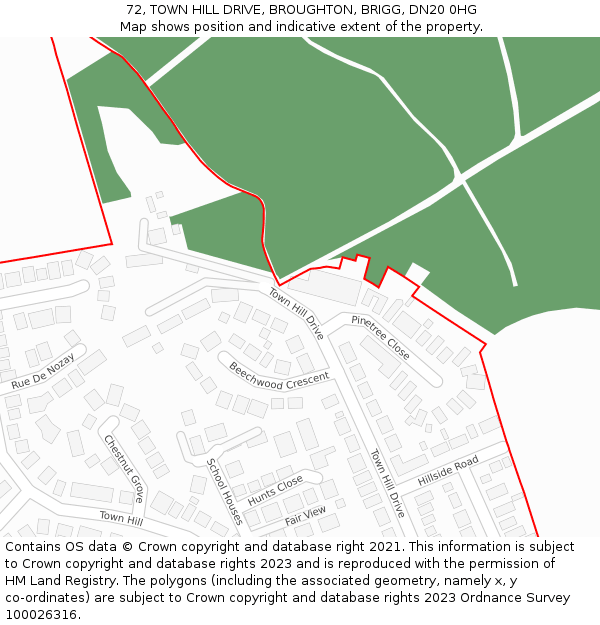 72, TOWN HILL DRIVE, BROUGHTON, BRIGG, DN20 0HG: Location map and indicative extent of plot