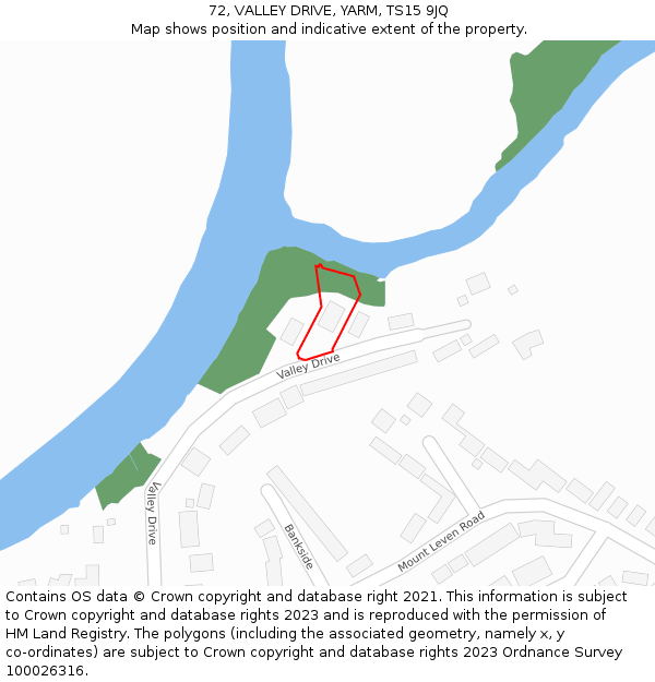 72, VALLEY DRIVE, YARM, TS15 9JQ: Location map and indicative extent of plot
