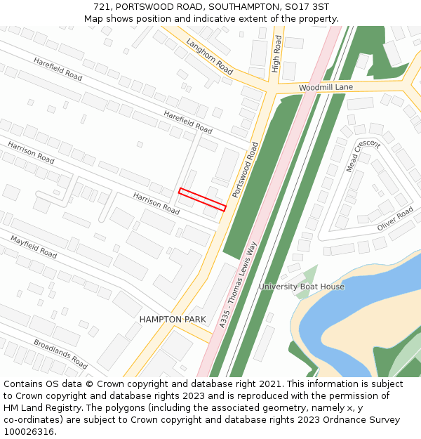 721, PORTSWOOD ROAD, SOUTHAMPTON, SO17 3ST: Location map and indicative extent of plot