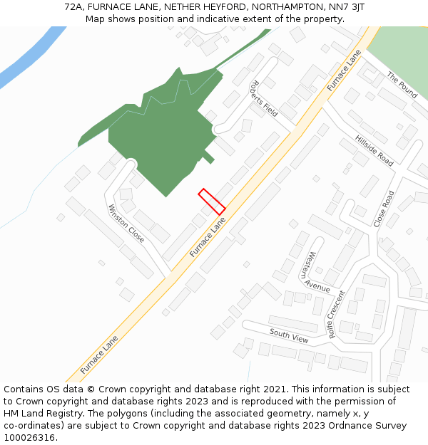 72A, FURNACE LANE, NETHER HEYFORD, NORTHAMPTON, NN7 3JT: Location map and indicative extent of plot